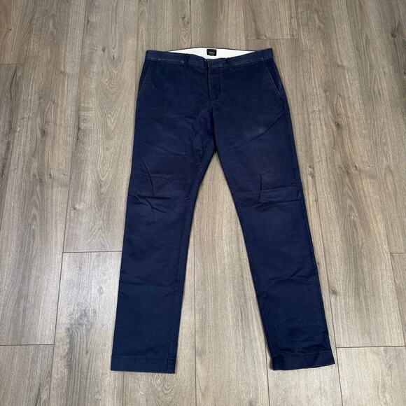 J.Crew 484 Slim-Fit Broken-in Chino Pants Mens 33x32 Blue Cotton Twill Zip Fly - Picture 3 of 9